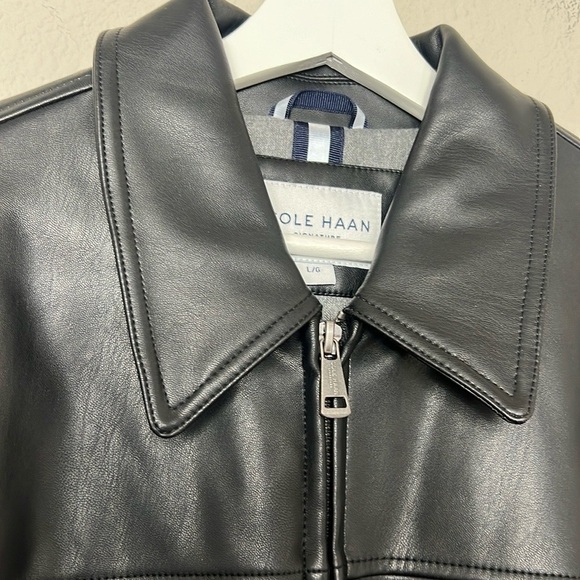 COLE HAAN Vegan Leather Shirt Collar Jacket - Picture 6 of 11